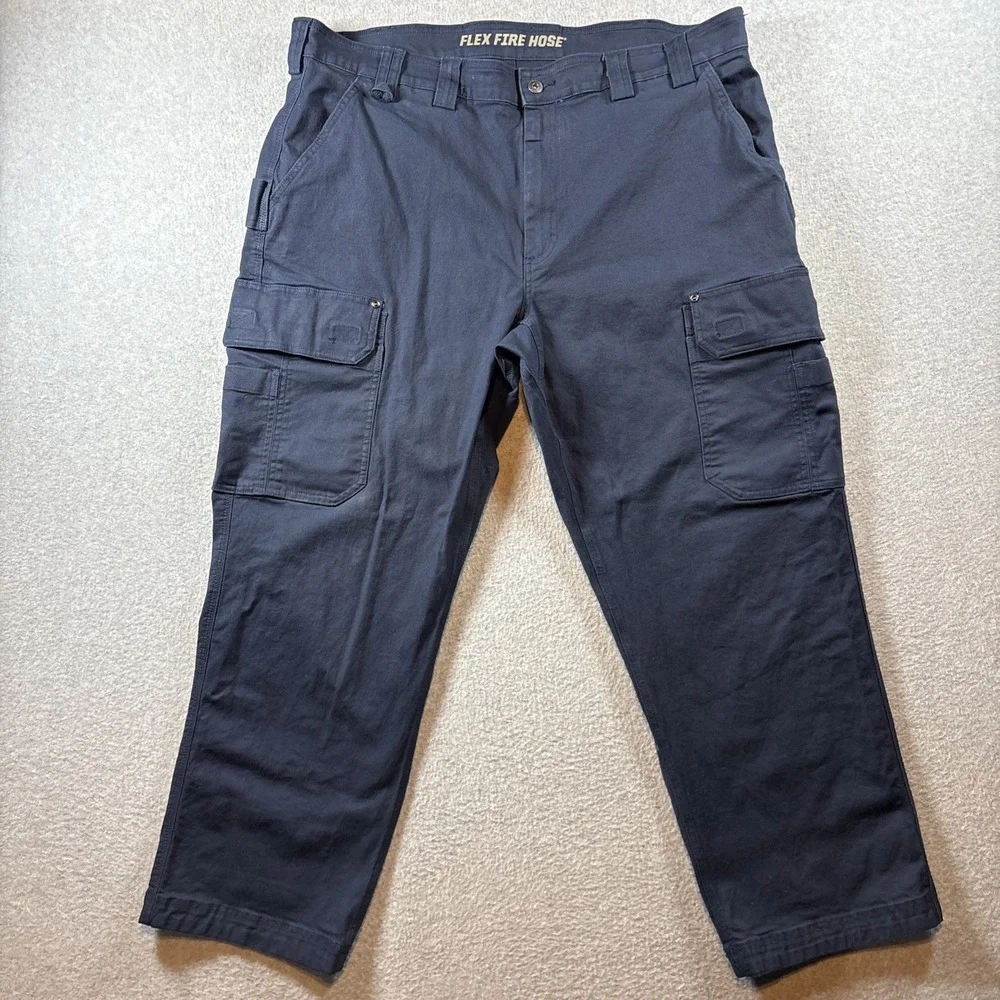 Duluth Trading Fire Flex Hose Navy Blue Cargo Men's 42x30 Canvas Pants Work